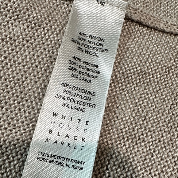 White House Black Market Long Open Cardigan Sweater Size Small Beige - Picture 5 of 10